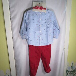 Baby Shirt, Pants w Bow Tie Red & Blue(Patriotic colors) 18mts Carters